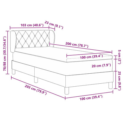 Letto a molle con testiera Verde scuro 100 x 200 cm Velluto | homemem39