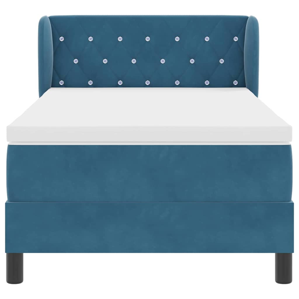 Letto a molle con testiera Blu scuro 100 x 200 cm Velluto | homemem39