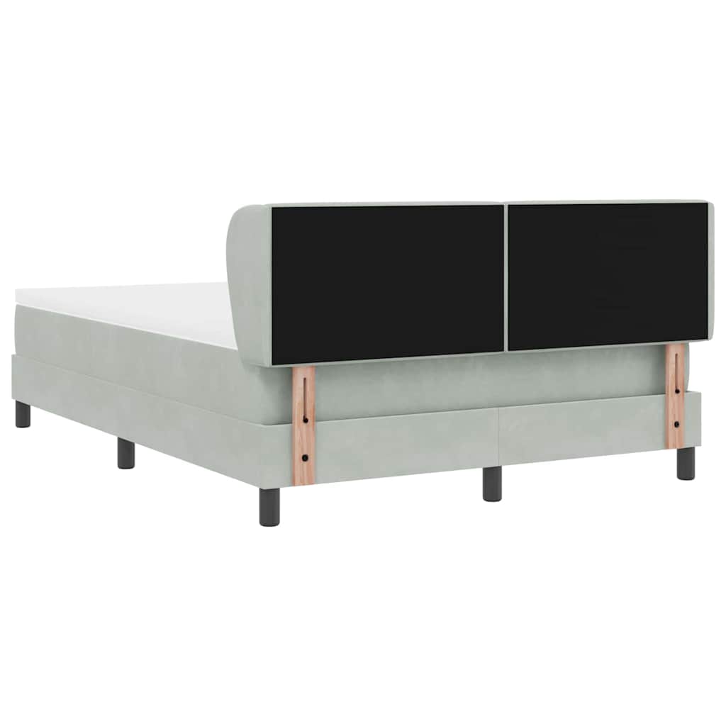 Letto a molle con testiera Grigio chiaro 140 x 190 cm Velluto | homemem39