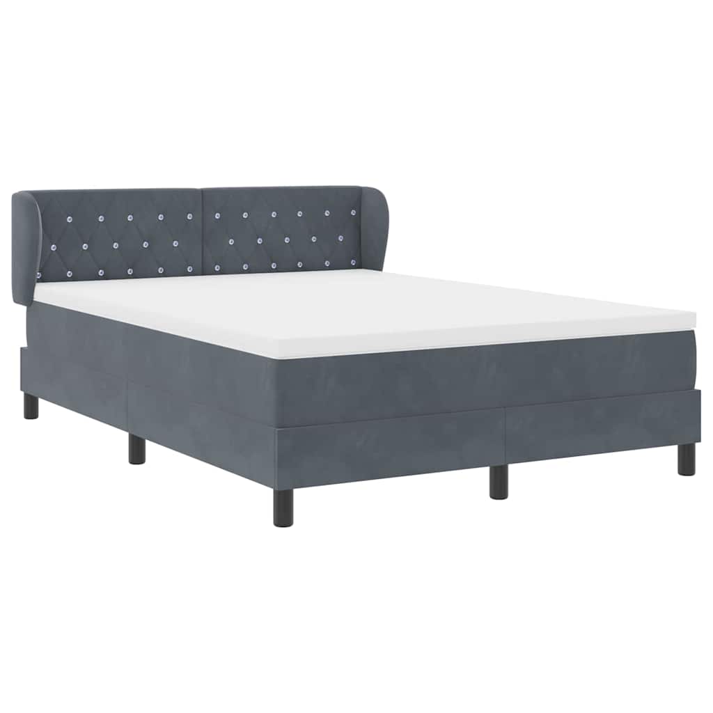Letto a molle con testiera Grigio scuro 140 x 190 cm Velluto | homemem39