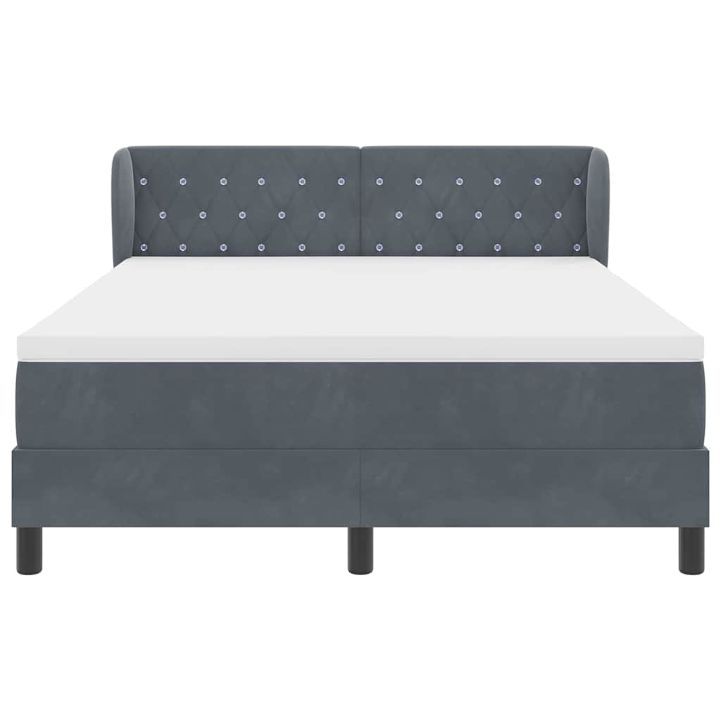 Letto a molle con testiera Grigio scuro 140 x 190 cm Velluto | homemem39