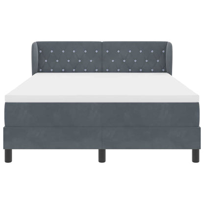 Letto a molle con testiera Grigio scuro 140 x 190 cm Velluto | homemem39