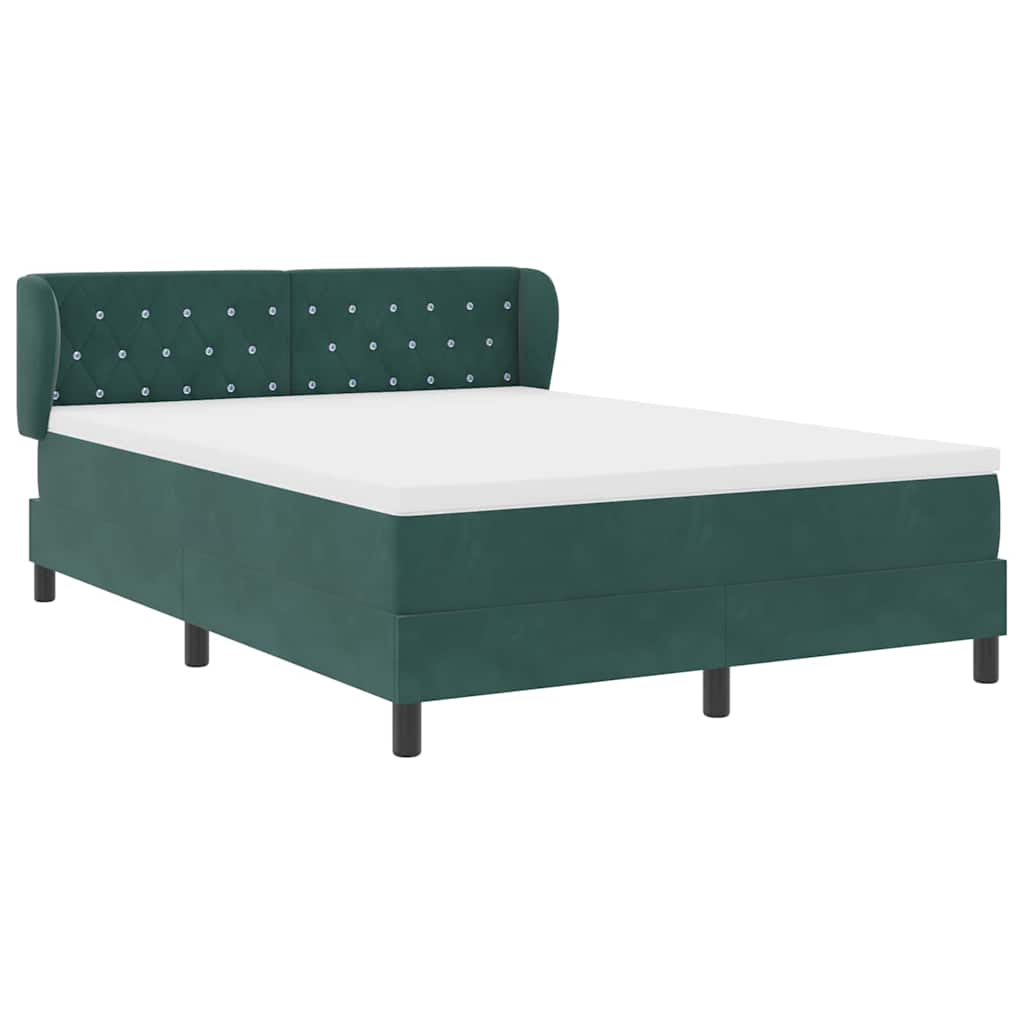 Letto a molle con testiera Verde scuro 140 x 190 cm Velluto | homemem39
