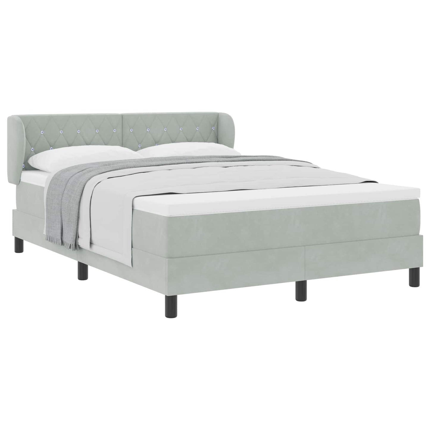 Letto a molle con testiera Grigio chiaro 140 x 200 cm Velluto | homemem39