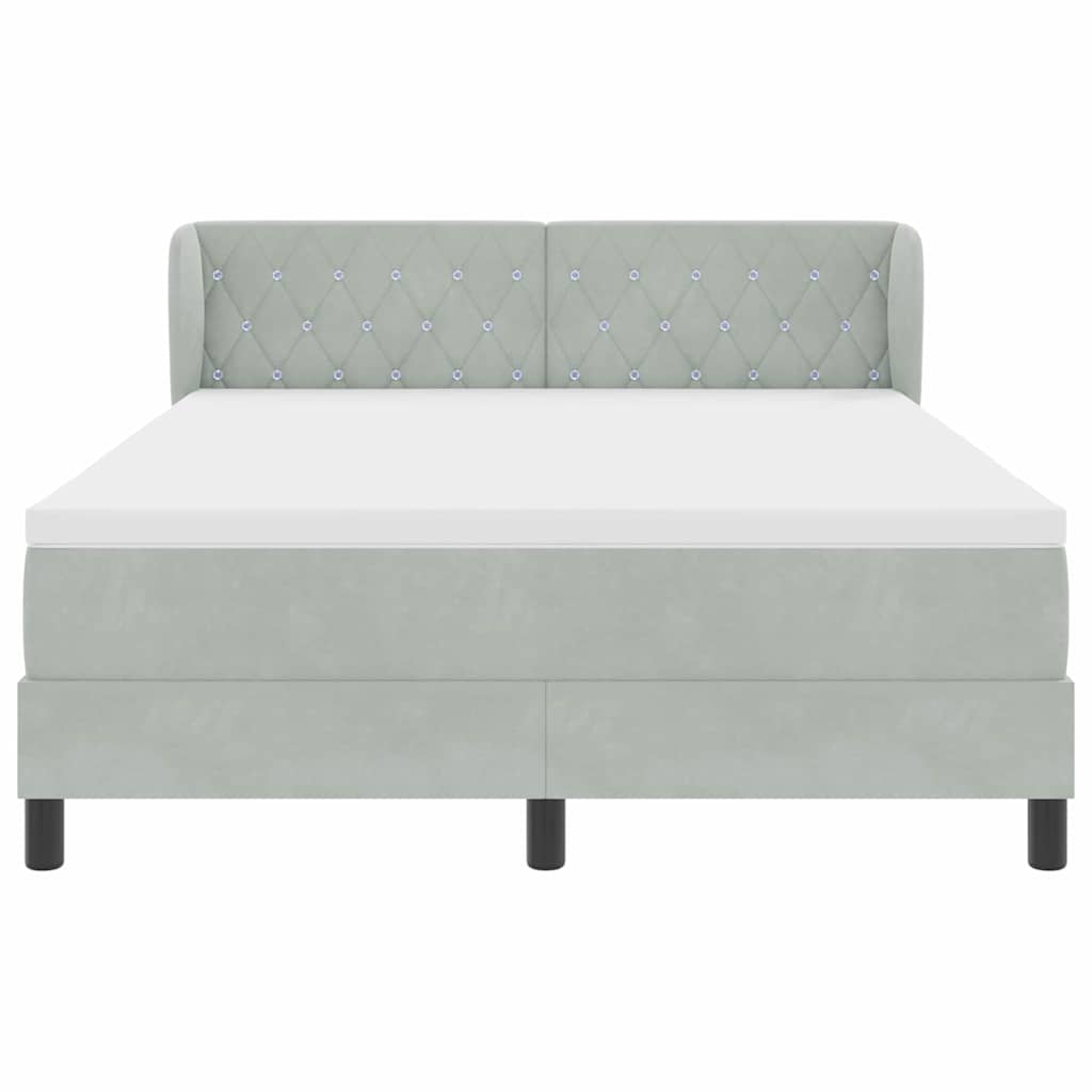 Letto a molle con testiera Grigio chiaro 140 x 200 cm Velluto | homemem39