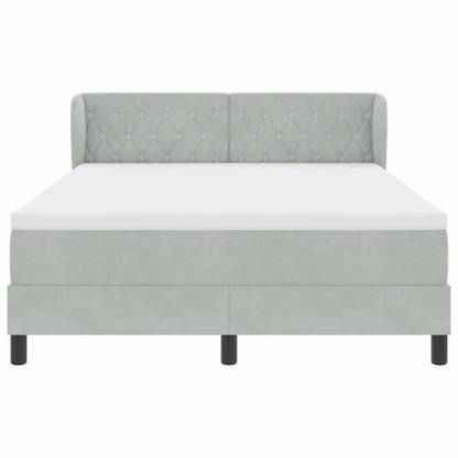 Letto a molle con testiera Grigio chiaro 140 x 200 cm Velluto | homemem39