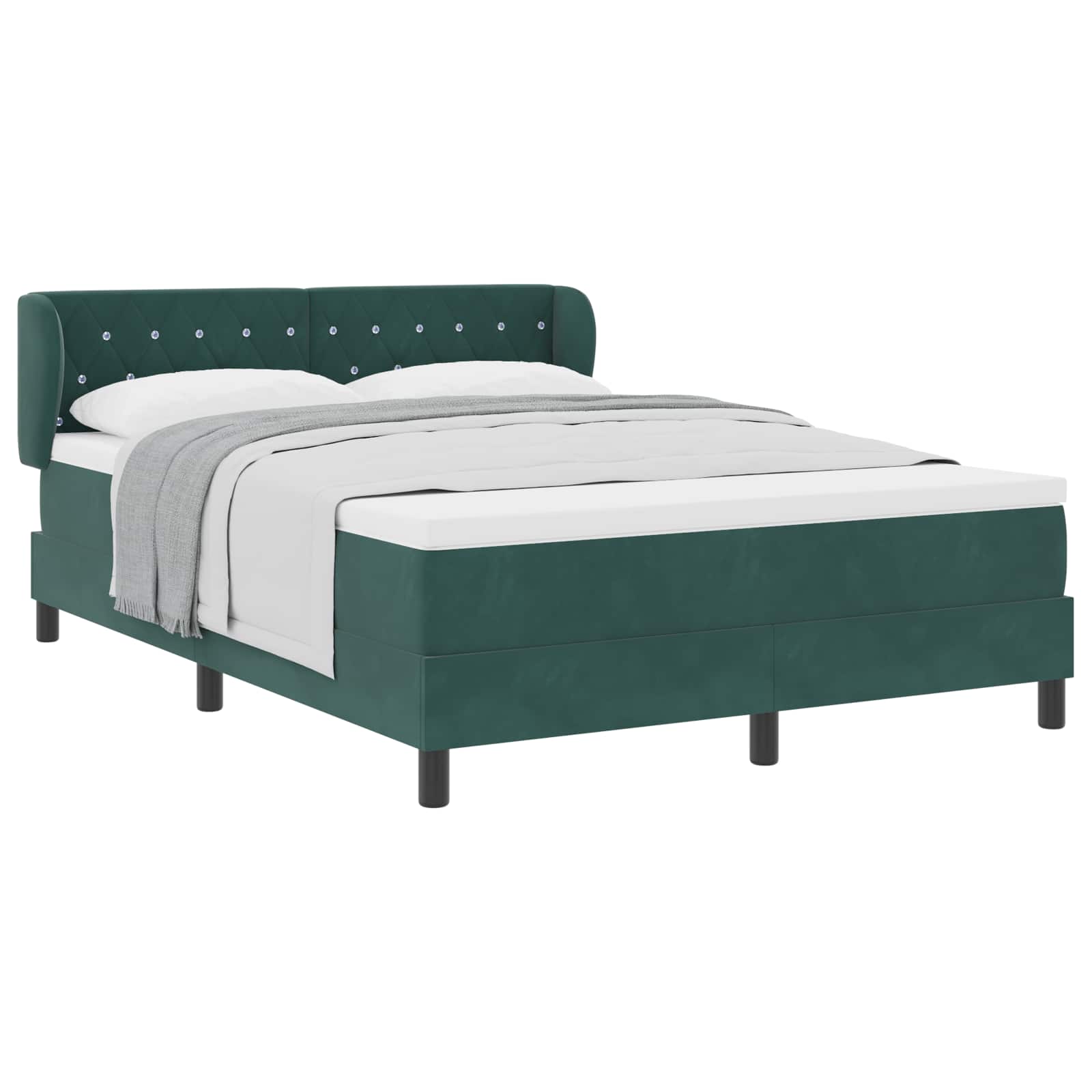 Letto a molle con testiera Verde scuro 140 x 200 cm Velluto | homemem39