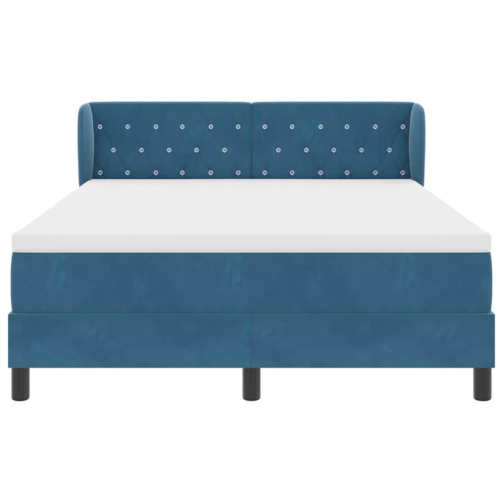 Letto a molle con testiera Blu scuro 160 x 200 cm Velluto | homemem39
