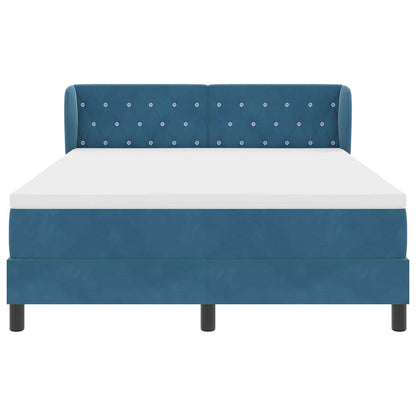 Letto a molle con testiera Blu scuro 160 x 200 cm Velluto | homemem39