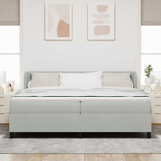 Letto a molle con materasso Grigio chiaro 200 x 200 cm Velluto | homemem39
