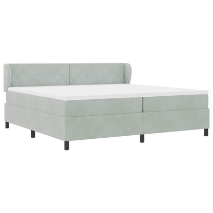 Letto a molle con materasso Grigio chiaro 200 x 200 cm Velluto | homemem39