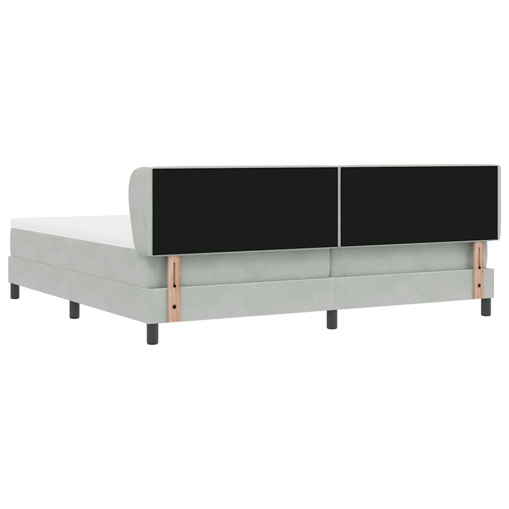 Letto a molle con materasso Grigio chiaro 200 x 200 cm Velluto | homemem39