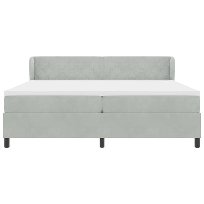 Letto a molle con materasso Grigio chiaro 200 x 200 cm Velluto | homemem39