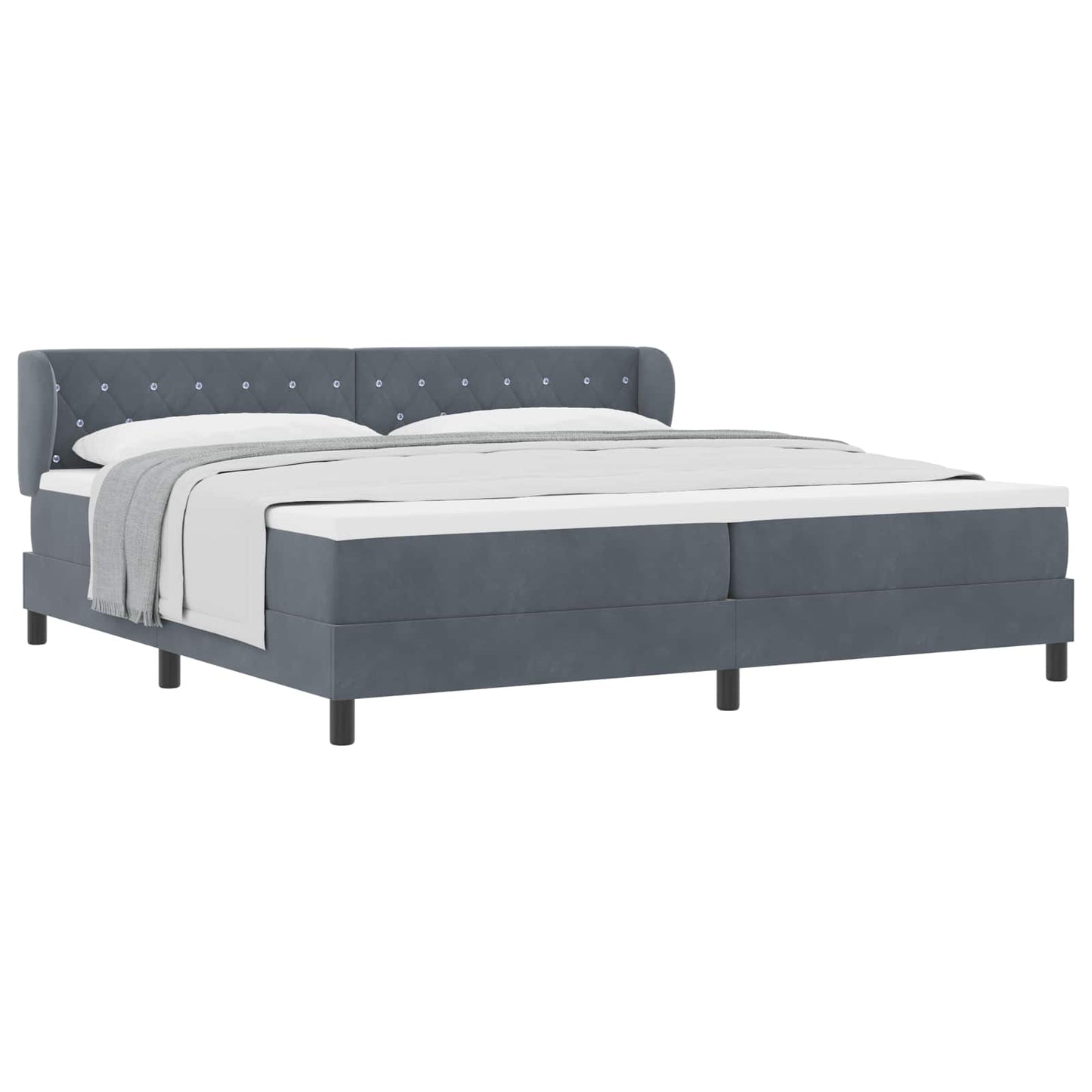 Letto a molle con materasso Grigio scuro 200 x 200 cm Velluto