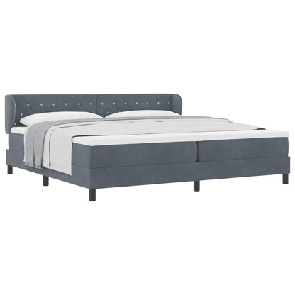 Letto a molle con materasso Grigio scuro 200 x 200 cm Velluto