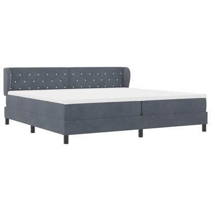 Letto a molle con materasso Grigio scuro 200 x 200 cm Velluto