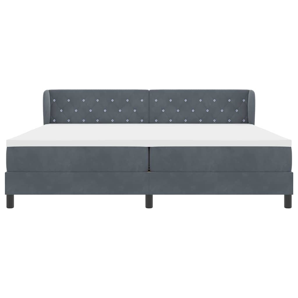 Letto a molle con materasso Grigio scuro 200 x 200 cm Velluto