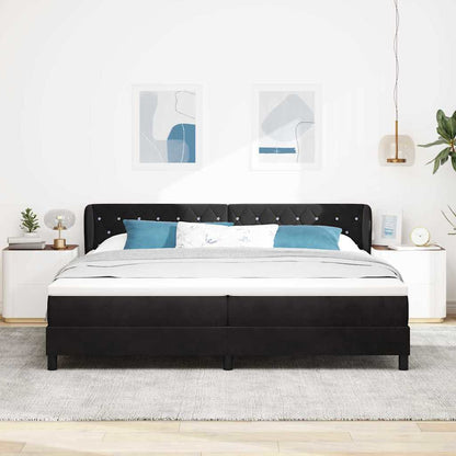 Letto a molle con materasso Nero 200 x 200 cm Velluto