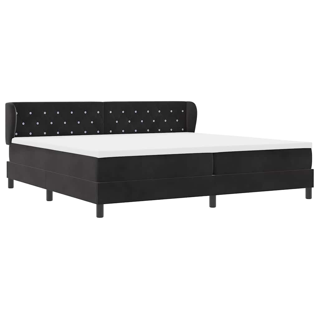Letto a molle con materasso Nero 200 x 200 cm Velluto