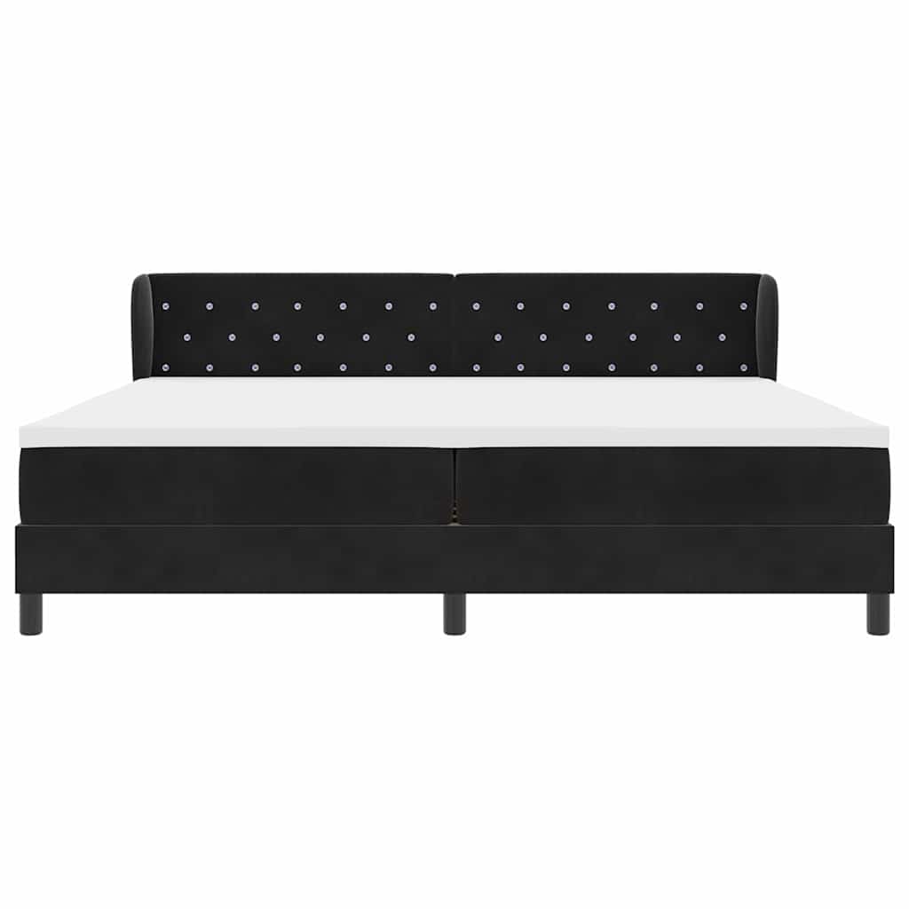 Letto a molle con materasso Nero 200 x 200 cm Velluto