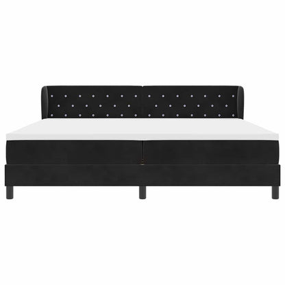 Letto a molle con materasso Nero 200 x 200 cm Velluto