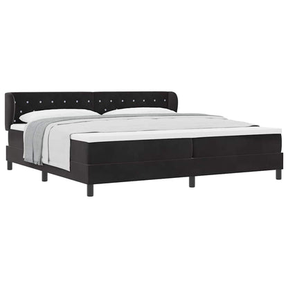 Letto a molle con materasso Nero 200 x 200 cm Velluto