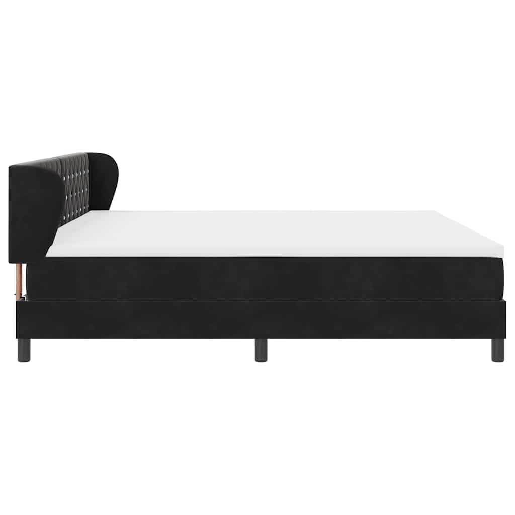 Letto a molle con materasso Nero 200 x 200 cm Velluto