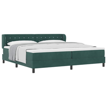 Letto a molle con materasso Verde scuro 200 x 200 cm Velluto | homemem39