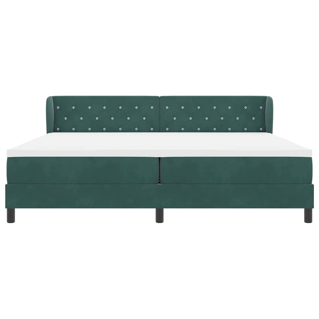 Letto a molle con materasso Verde scuro 200 x 200 cm Velluto | homemem39