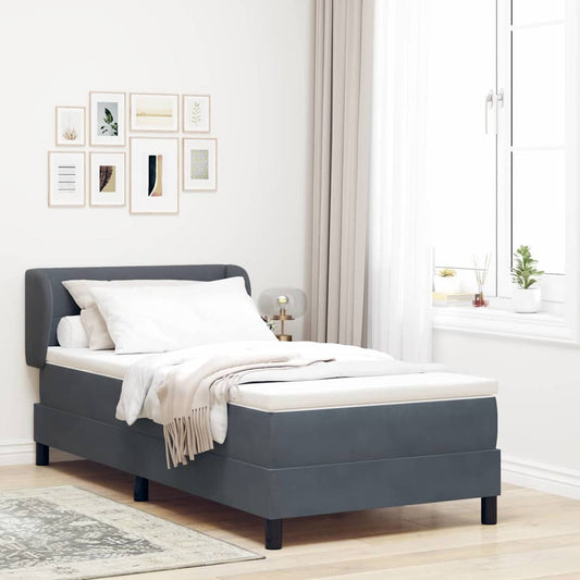Letto con Molle e Materasso Grigio Scuro 80x200 cm Velluto
