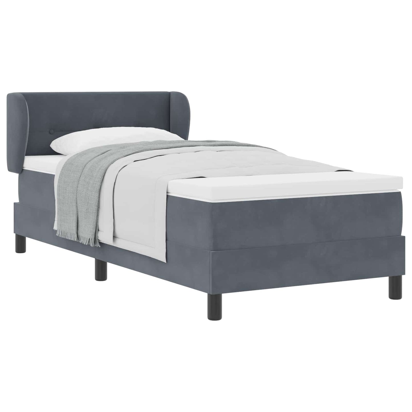 Letto con Molle e Materasso Grigio Scuro 80x200 cm Velluto