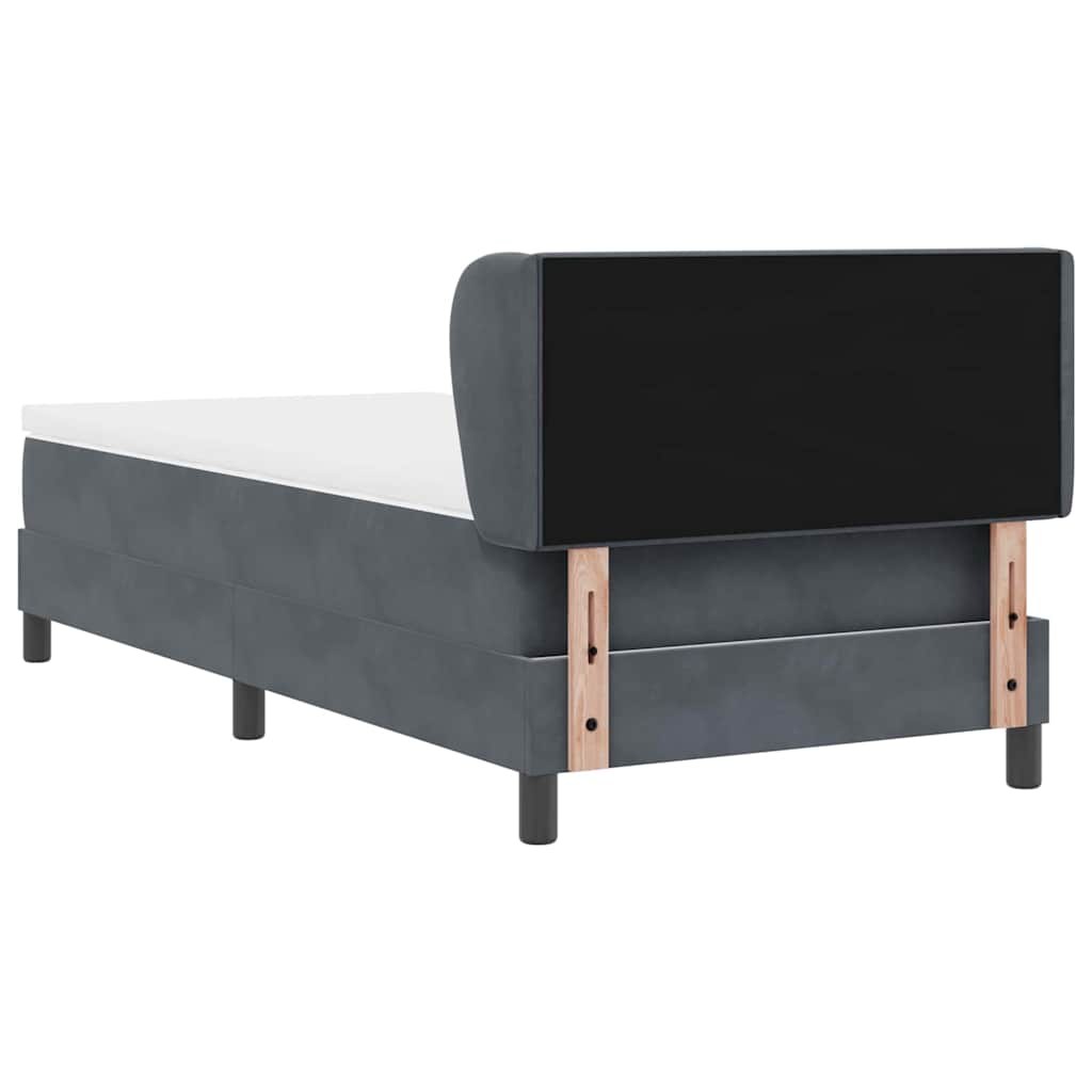 Letto con Molle e Materasso Grigio Scuro 80x200 cm Velluto