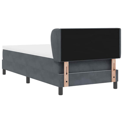 Letto con Molle e Materasso Grigio Scuro 80x200 cm Velluto
