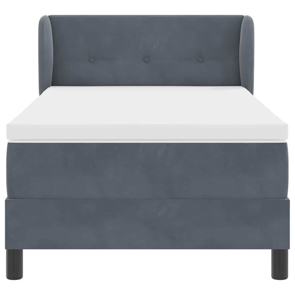 Letto con Molle e Materasso Grigio Scuro 80x200 cm Velluto