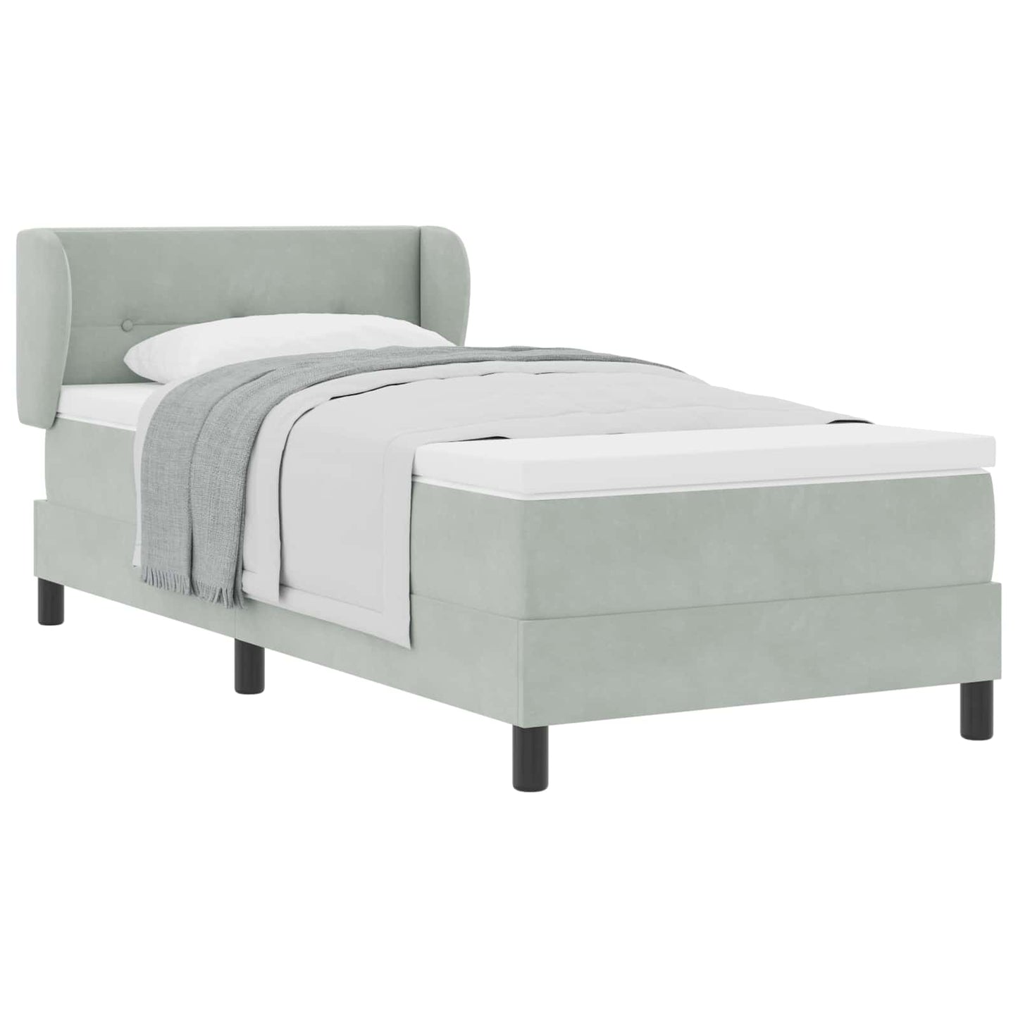 Letto a molle con materasso Grigio chiaro 90 x 190 cm Velluto