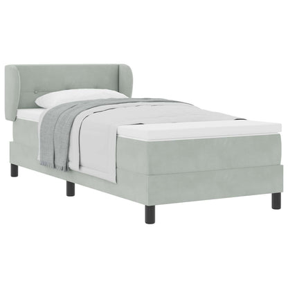 Letto a molle con materasso Grigio chiaro 90 x 190 cm Velluto