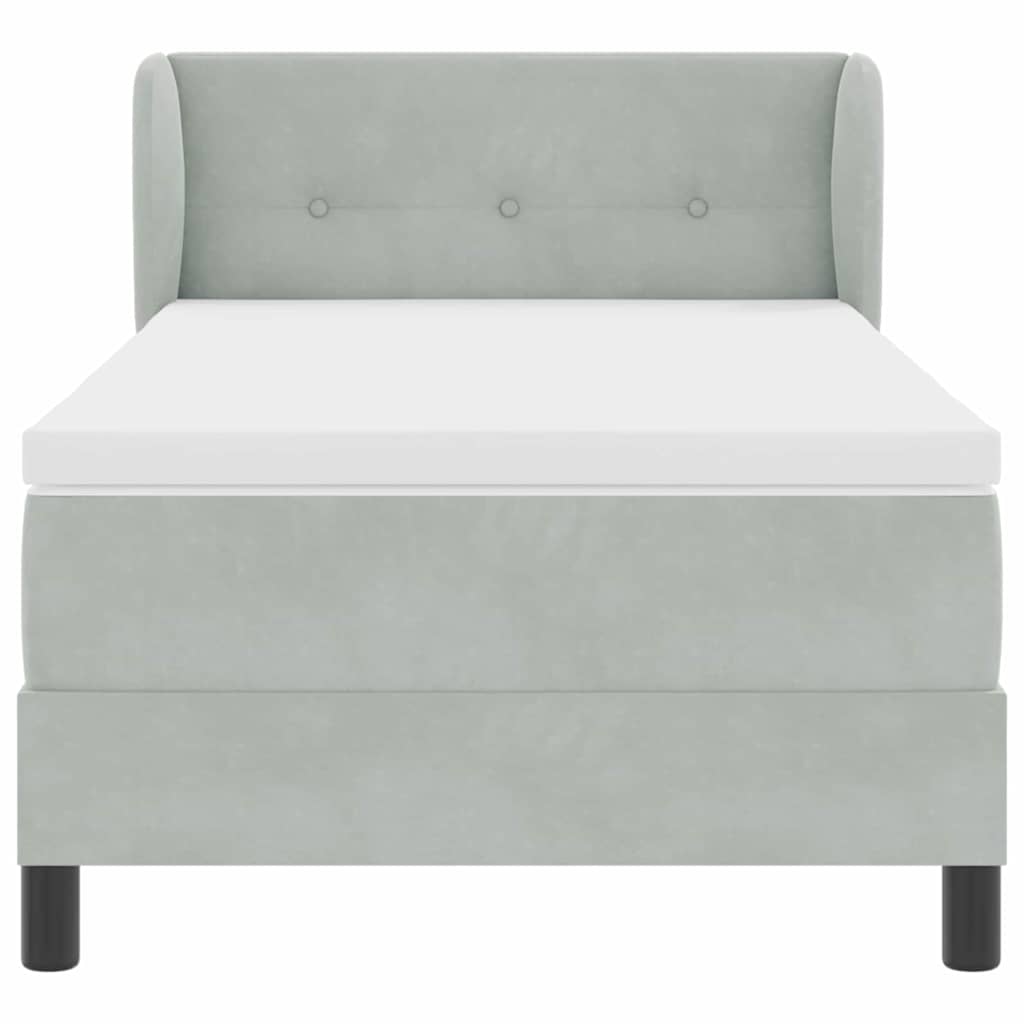 Letto a molle con testiera Grigio chiaro 90 x 190 cm Velluto | homemem39