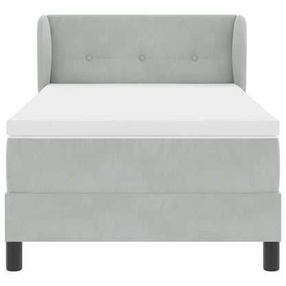 Letto a molle con materasso Grigio chiaro 90 x 190 cm Velluto