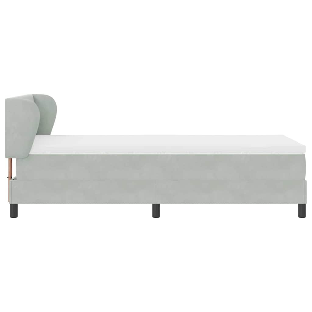 Letto a molle con materasso Grigio chiaro 90 x 190 cm Velluto