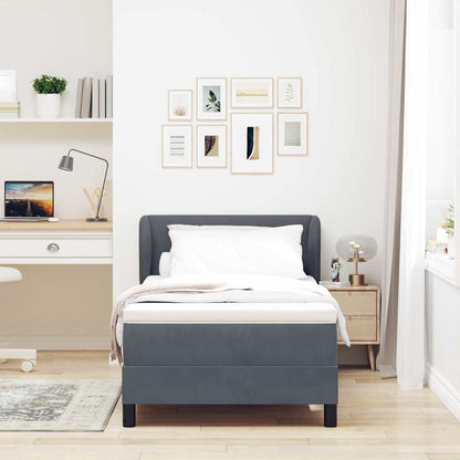 Letto a molle con testiera Grigio scuro 90 x 190 cm Velluto | homemem39