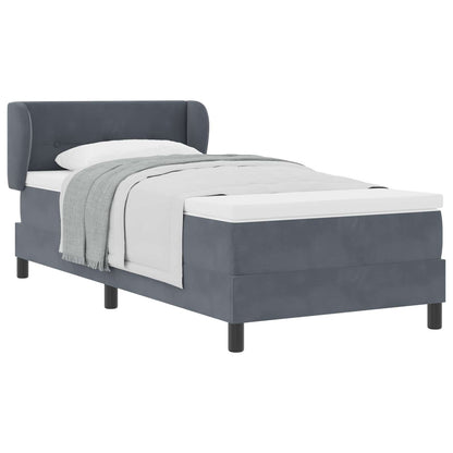 Letto a molle con materasso Grigio scuro 90 x 190 cm Velluto
