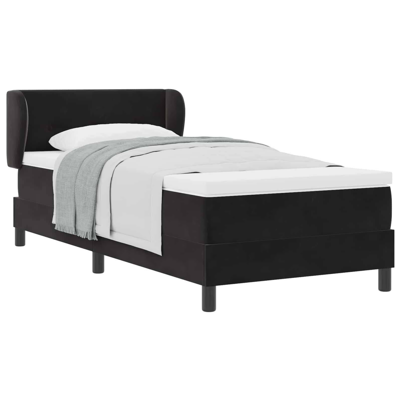 Letto a molle con testiera Nero 90 x 190 cm Velluto | homemem39