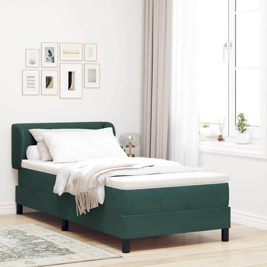 Letto a molle con materasso Verde scuro 90 x 190 cm Velluto
