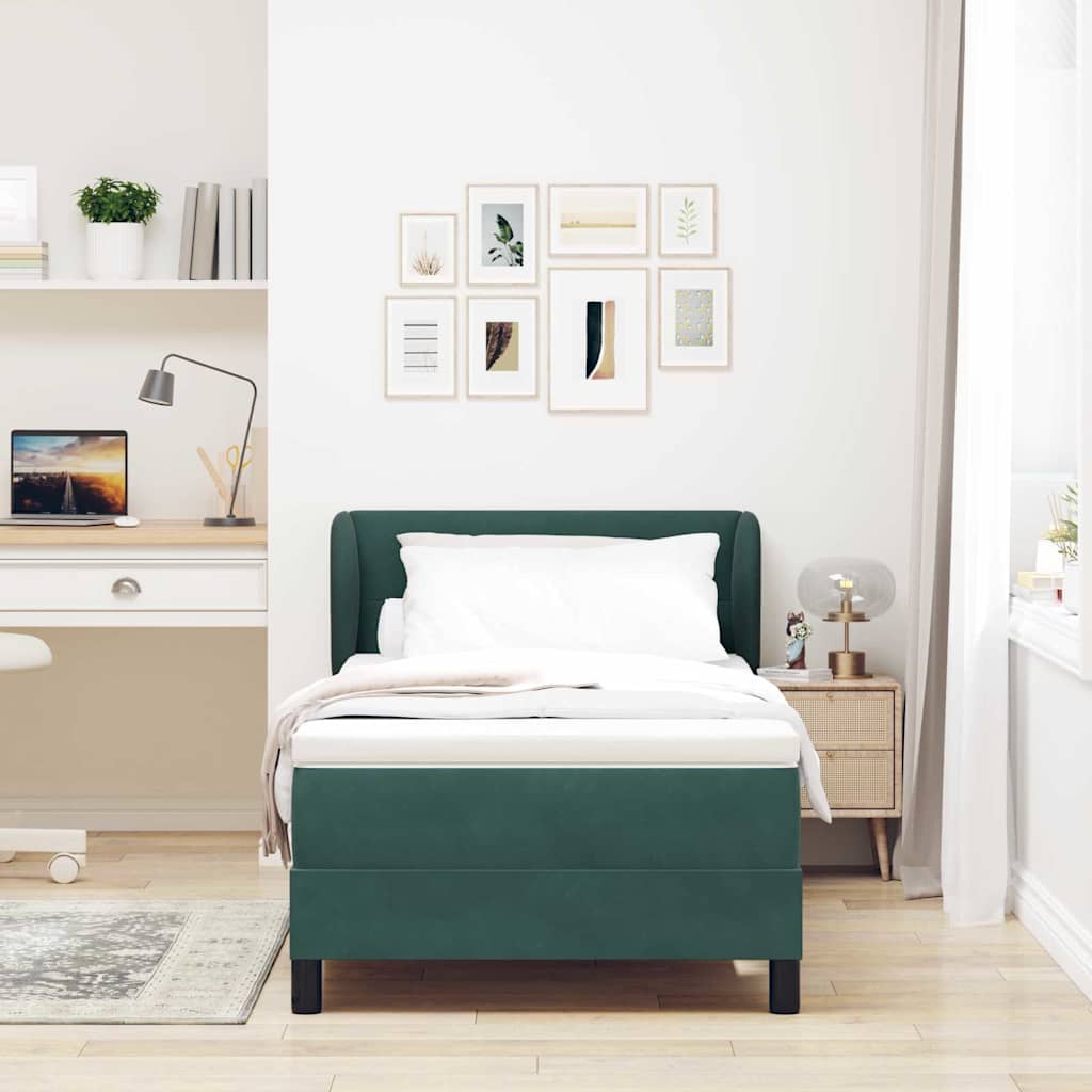 Letto a molle con testiera Verde scuro 90 x 190 cm Velluto | homemem39