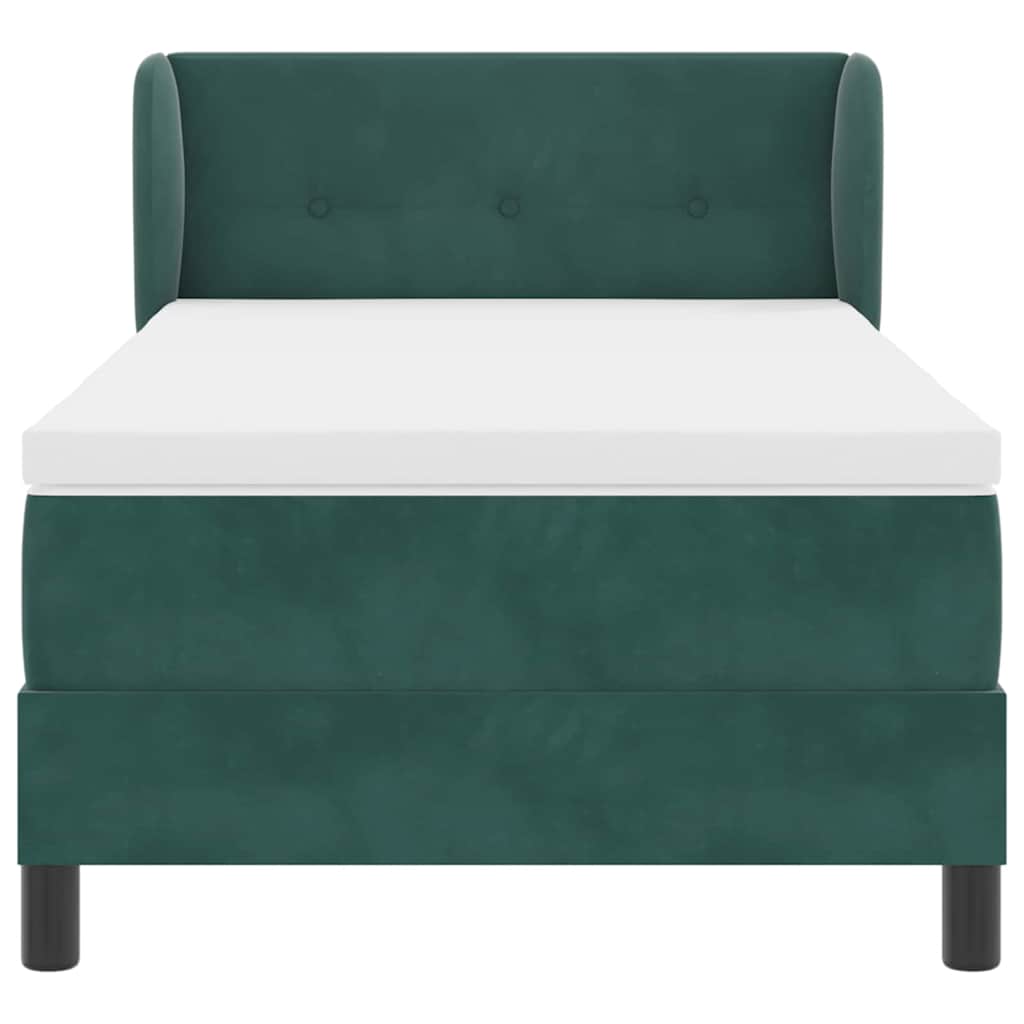 Letto a molle con materasso Verde scuro 90 x 190 cm Velluto