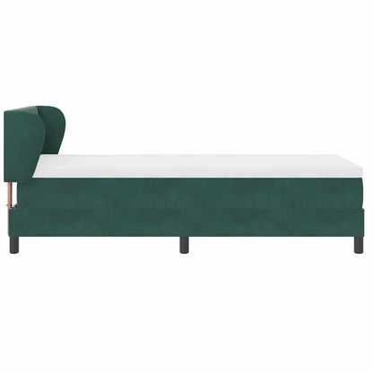 Letto a molle con materasso Verde scuro 90 x 190 cm Velluto