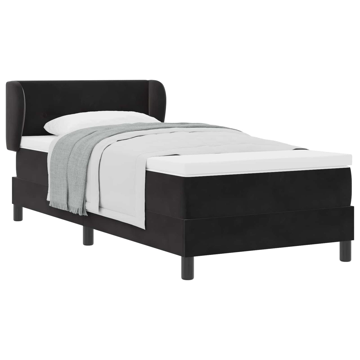 Letto a molle con testiera Nero 90 x 200 cm Velluto | homemem39
