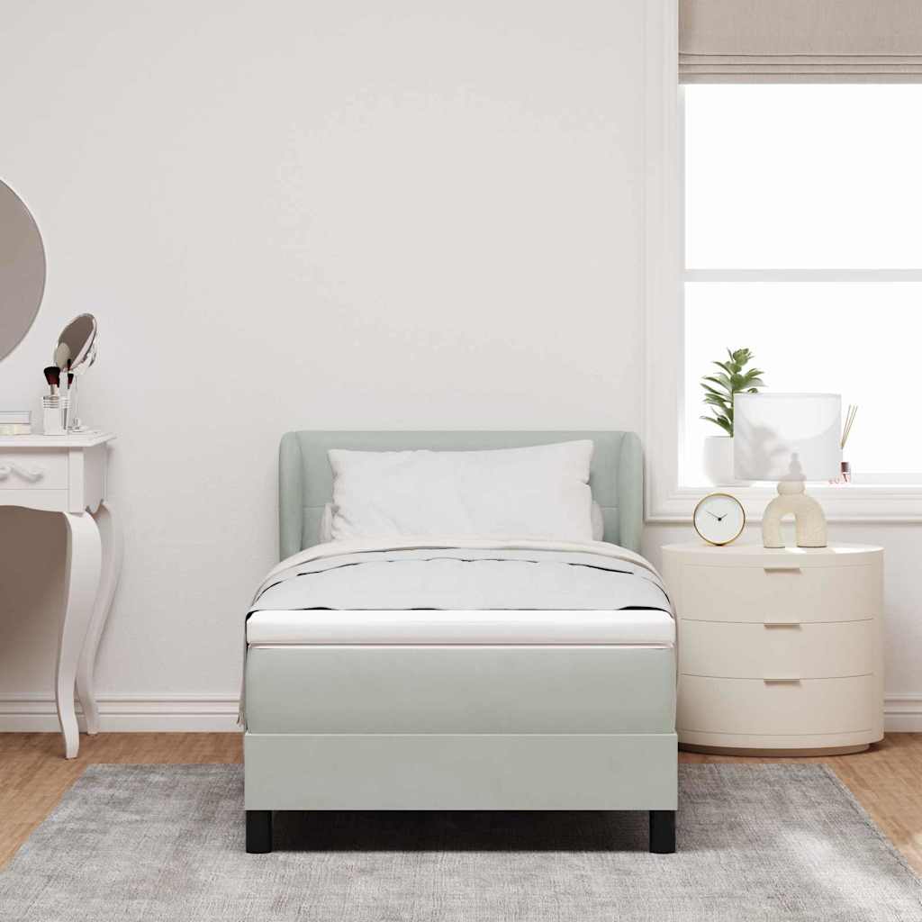 Letto a molle con testiera Grigio chiaro 100 x 200 cm Velluto | homemem39
