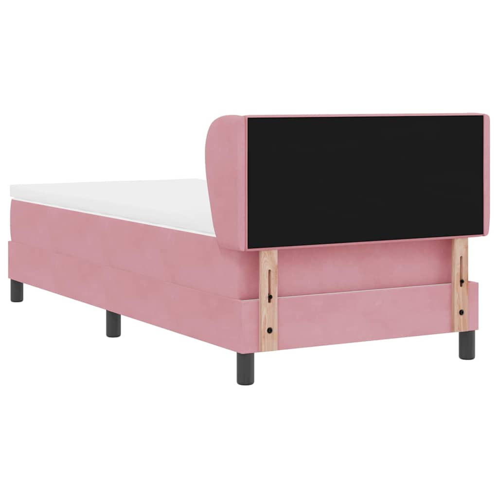 Letto a molle con materasso Rosa 100 x 200 cm Velluto