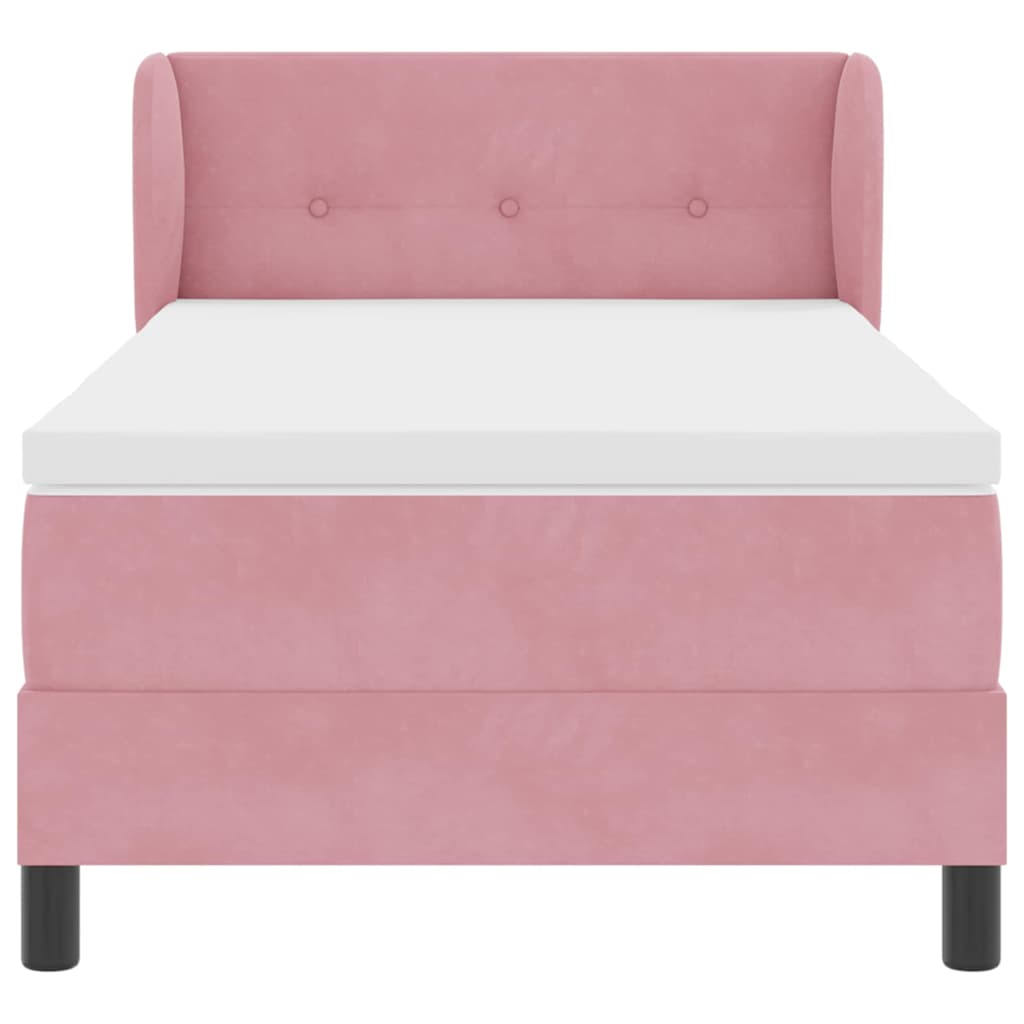 Letto a molle con materasso Rosa 100 x 200 cm Velluto